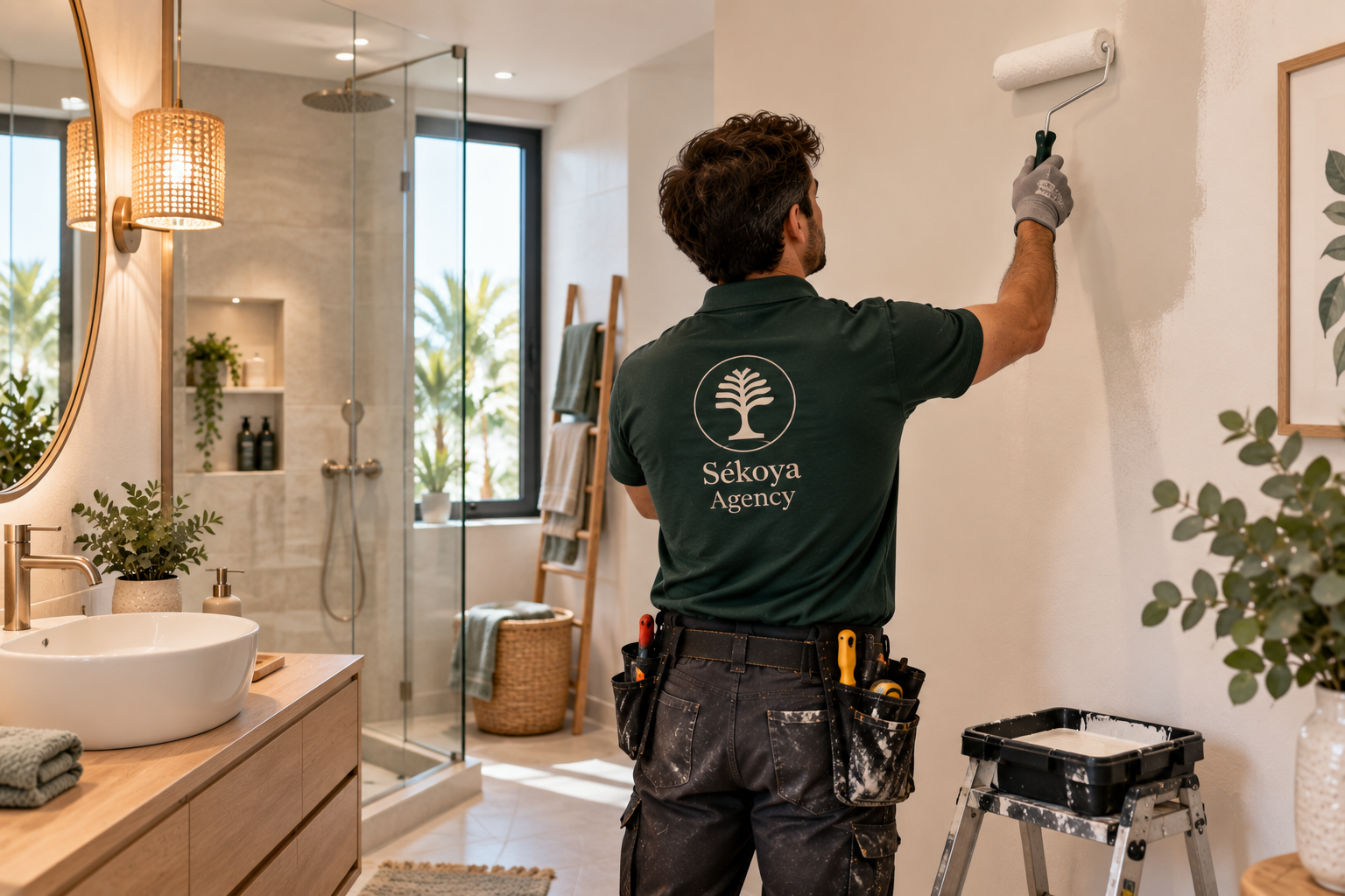 Petites retouches de peinture dans une location courte durée